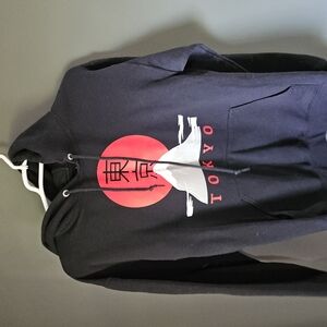 Black Hoodie with Red Tokyo Graphic